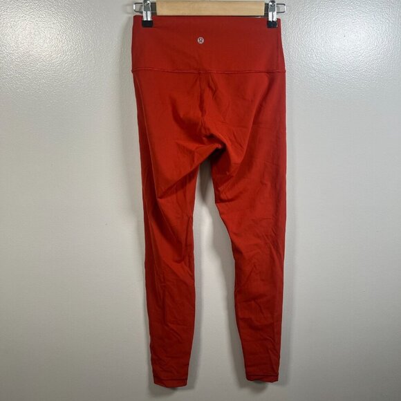 Lululemon Athletic Leggings Size 6 Orange Yoga Workout Gym Active Athleisure - Picture 2 of 7